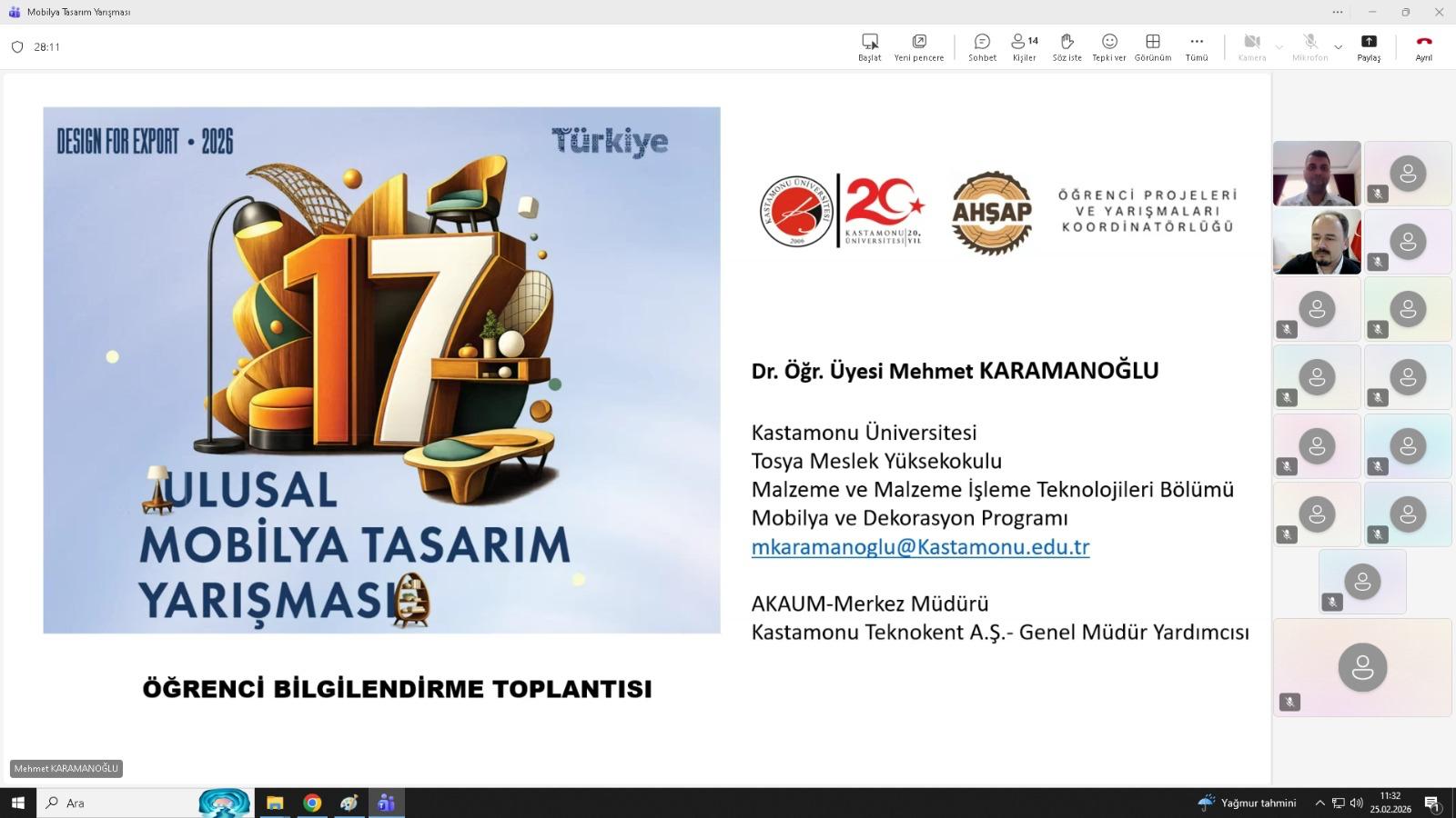 17. Ulusal Mobilya Tasarım Yarışması Öğrenci Bilgilendirme Toplantısı Gerçekleştirildi